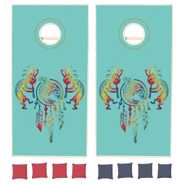 Native American Kokopelli Whale Dreamcatcher 1 Cornhole Set (Set)