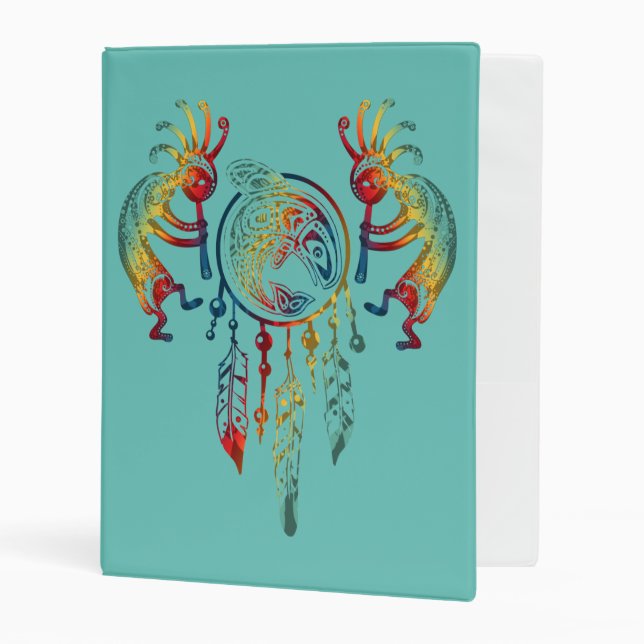 Native American Kokopelli Whale Dreamcatcher 1 Mini Binder (Front/Inside)