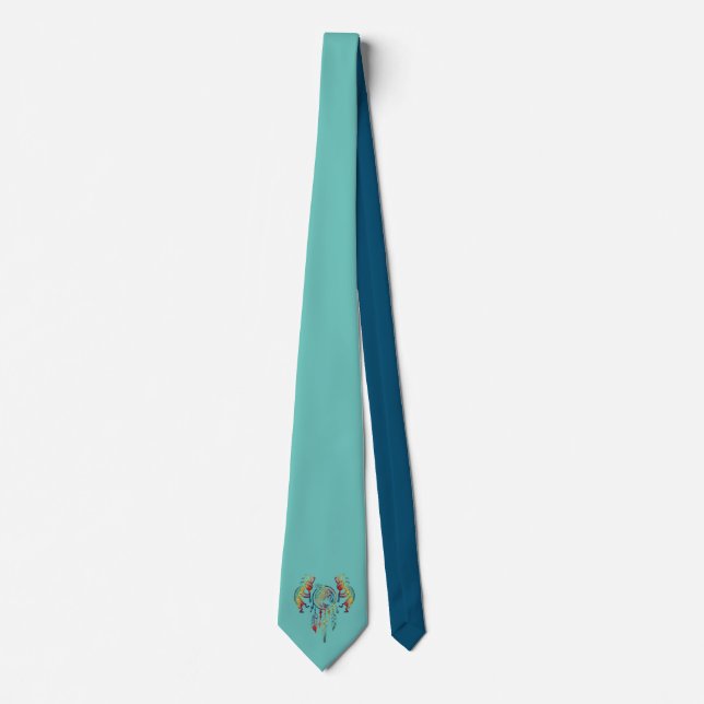 Native American Kokopelli Whale Dreamcatcher 1 Neck Tie (Front)