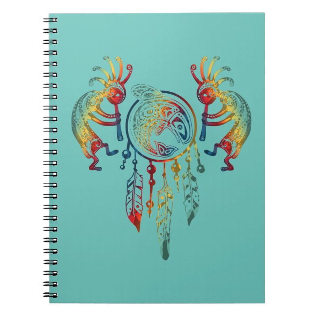 Native American Kokopelli Whale Dreamcatcher 1 Notebook (Front)