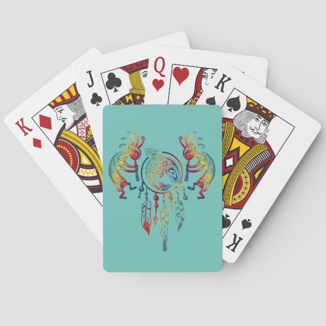 Native American Kokopelli Whale Dreamcatcher 1 Poker Cards (Back)