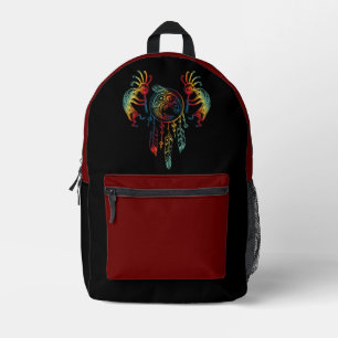 Native American Kokopelli Whale Dreamcatcher 1 Printed Backpack