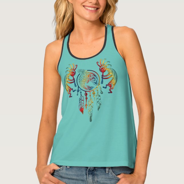 Native American Kokopelli Whale Dreamcatcher 1 Tank Top (Front)