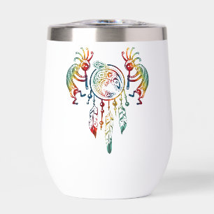 Native American Kokopelli Whale Dreamcatcher 1 Thermal Wine Tumbler