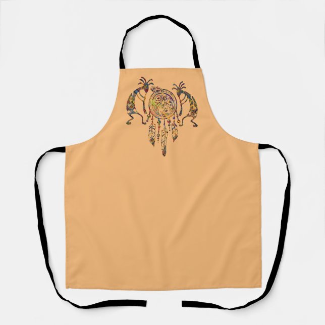 Native American Kokopelli Whale Dreamcatcher 2 Apron (Front)