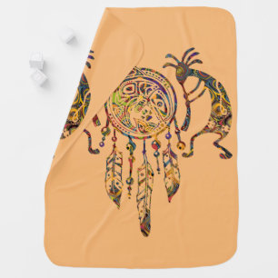 Native American Kokopelli Whale Dreamcatcher 2 Baby Blanket