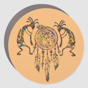 Native American Kokopelli Whale Dreamcatcher 2 Car Magnet