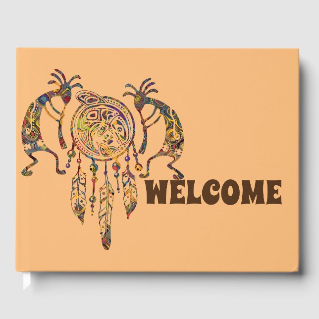 Native American Kokopelli Whale Dreamcatcher 2 Guest Book (Front)