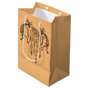 Native American Kokopelli Whale Dreamcatcher 2 Medium Gift Bag