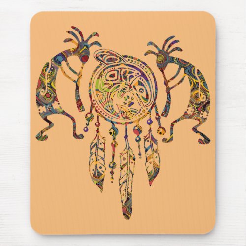 Native American Kokopelli Whale Dreamcatcher 2 Mouse Pad