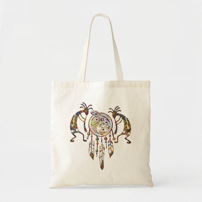 Native American Kokopelli Whale Dreamcatcher 2 Tote Bag (Front)