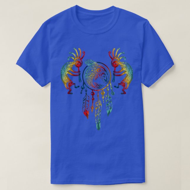 Native American Kokopelli Whale Dreamcatcher T-Shirt (Design Front)