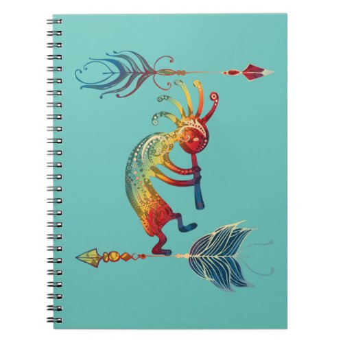 Native American Kokopelli With Two Feathers 1 Notebook