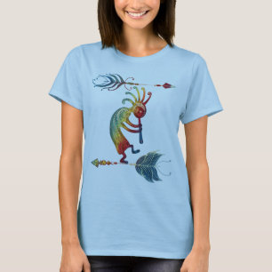 Native American Kokopelli With Two Feathers 1 T-Shirt
