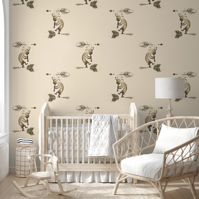 Native American Kokopelli With Two Feathers 1a Wallpaper (Kids)
