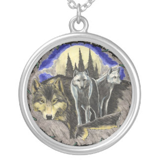 Native American Lakota Art Wolf Brothers Necklace