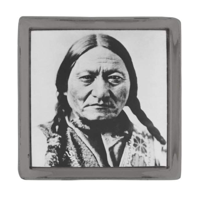 Native American: Lakota Sitting Bull Fort Buford Gunmetal Finish Lapel Pin (Front)