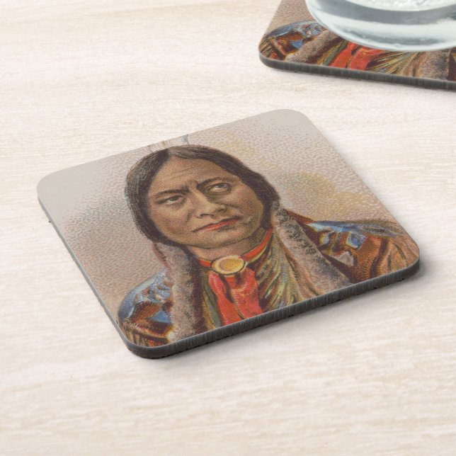 Native American: Lakota Sitting Bull, Smoking Ad Beverage Coaster (Left Side)