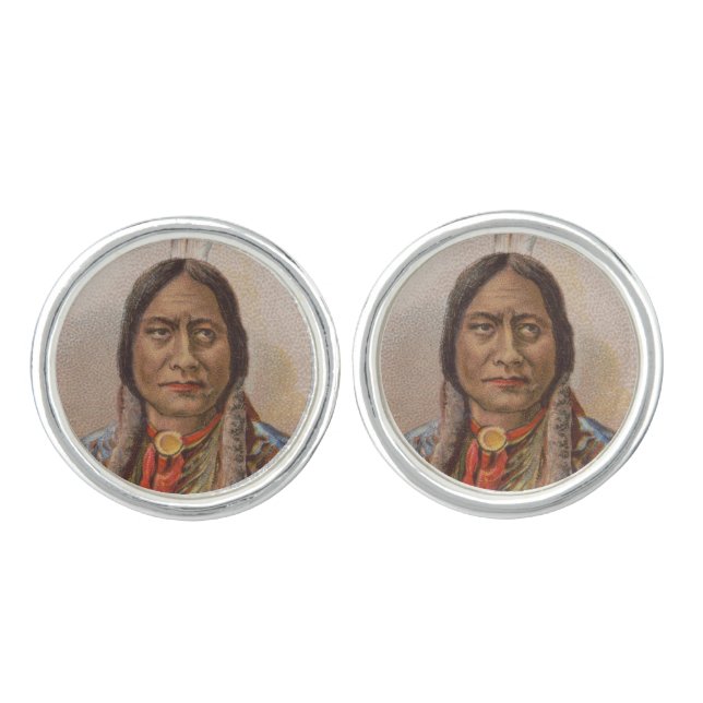 Native American: Lakota Sitting Bull, Smoking Ad Cufflinks (Front)