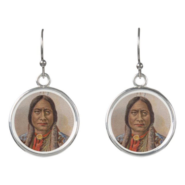 Native American: Lakota Sitting Bull, Smoking Ad Earrings (Front)