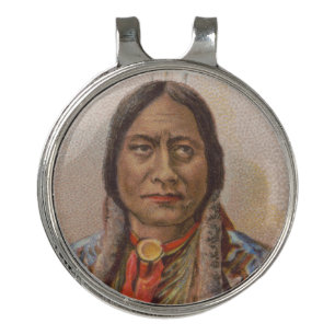 Native American: Lakota Sitting Bull, Smoking Ad Golf Hat Clip