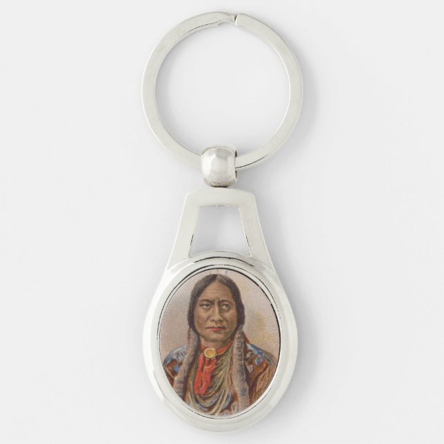 Native American: Lakota Sitting Bull, Smoking Ad Keychain (Front)