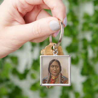 Native American: Lakota Sitting Bull, Smoking Ad Keychain