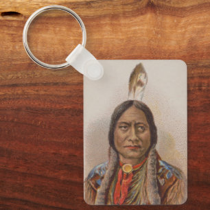 Native American: Lakota Sitting Bull, Smoking Ad Keychain