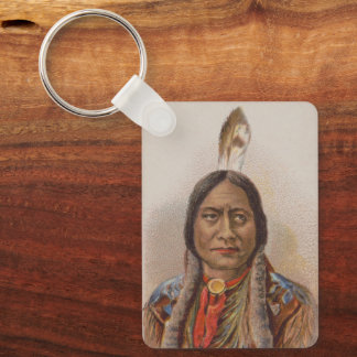 Native American: Lakota Sitting Bull, Smoking Ad Keychain