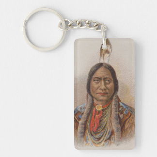Native American: Lakota Sitting Bull, Smoking Ad Keychain