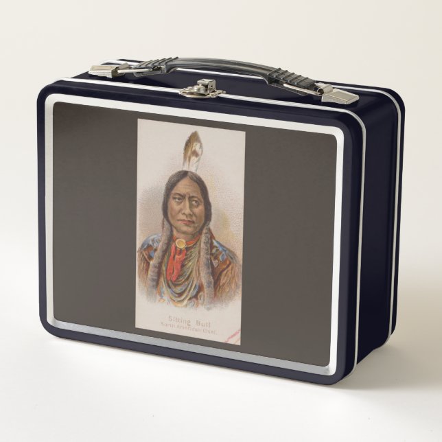 Native American: Lakota Sitting Bull, Smoking Ad Metal Lunch Box (Front)
