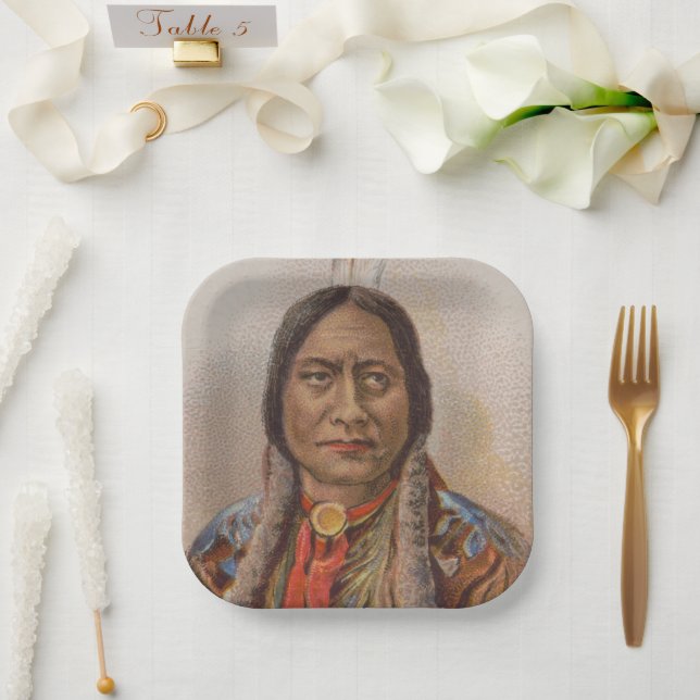 Native American: Lakota Sitting Bull, Smoking Ad Paper Plates (Wedding)