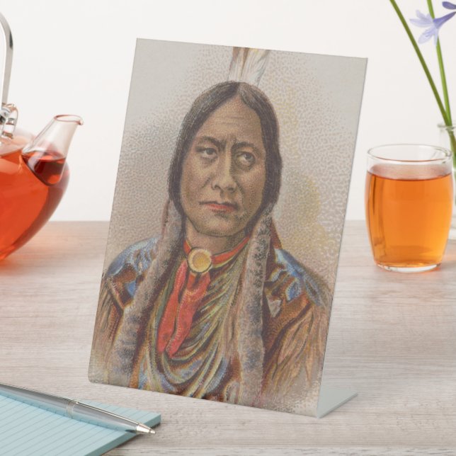 Native American: Lakota Sitting Bull, Smoking Ad Pedestal Sign (In SItu)