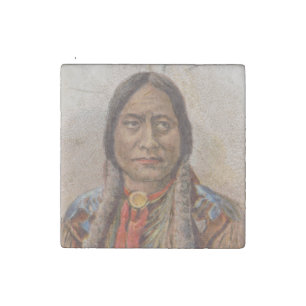 Native American: Lakota Sitting Bull, Smoking Ad Stone Magnet