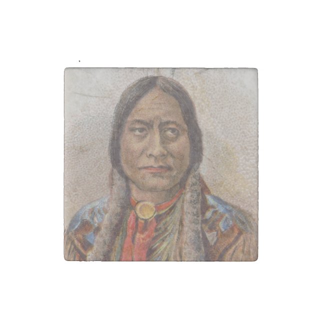 Native American: Lakota Sitting Bull, Smoking Ad Stone Magnet (First Magnet)