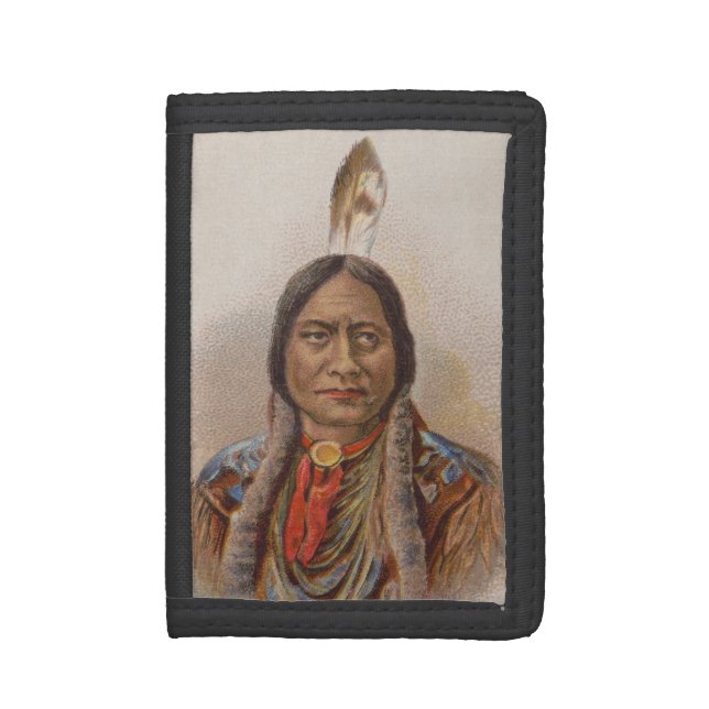 Native American: Lakota Sitting Bull, Smoking Ad Trifold Wallet (Front Vertical)