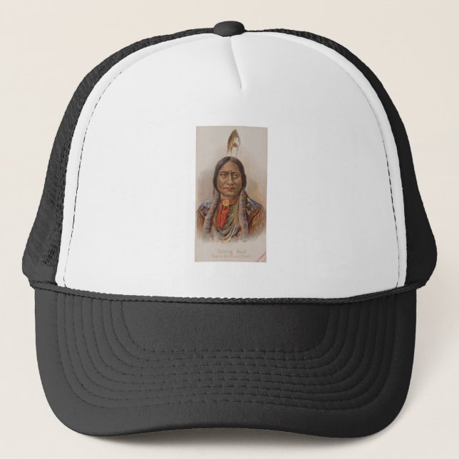 Native American: Lakota Sitting Bull, Smoking Ad Trucker Hat (Front)