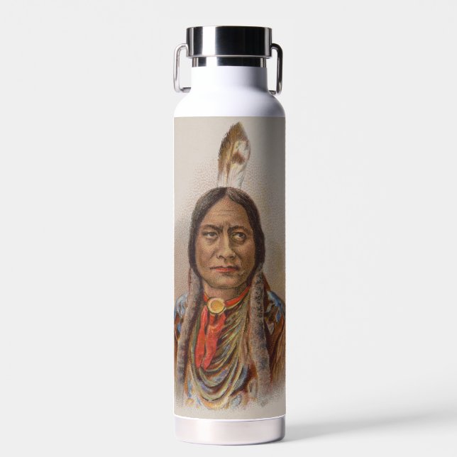 Native American: Lakota Sitting Bull, Smoking Ad Water Bottle (Front)