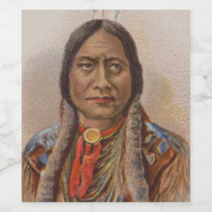 Native American: Lakota Sitting Bull, Smoking Ad Wine Label