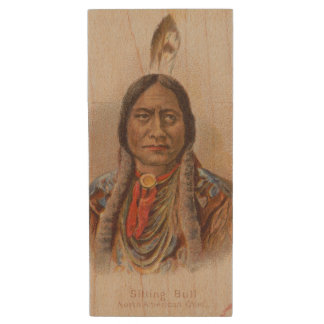 Native American: Lakota Sitting Bull, Smoking Ad Wood Flash Drive