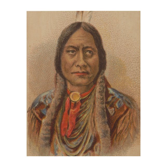 Native American: Lakota Sitting Bull, Smoking Ad Wood Wall Art (Front)