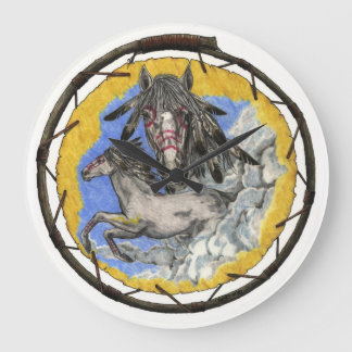 Native American Lakota Time Mustang Wall Clock