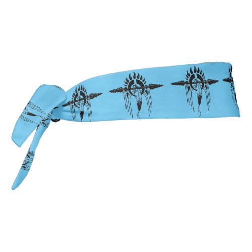 Native American Lance Spear Blue Tie Headband