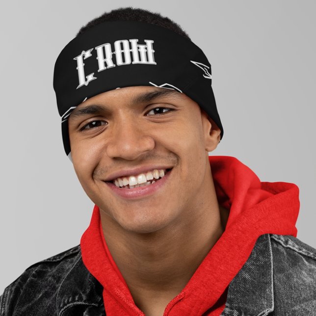 Native American Lance Spear Crow Black  Tie Headband (Native American Lance Spear Crow Black Tie Headband )