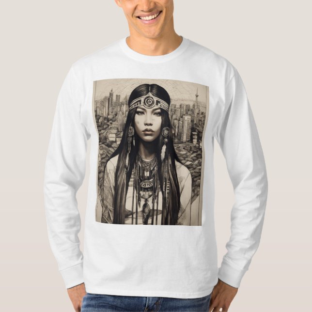 Native American Linework T-Shirt Design (Front)