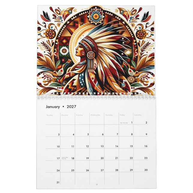 Native American Man Calendar (Jan 2027)
