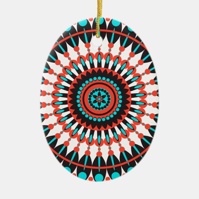 Native American Mandala Ceramic Ornament (Front)