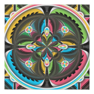 Native American Mandala Colorful Abstract art  Faux Canvas Print