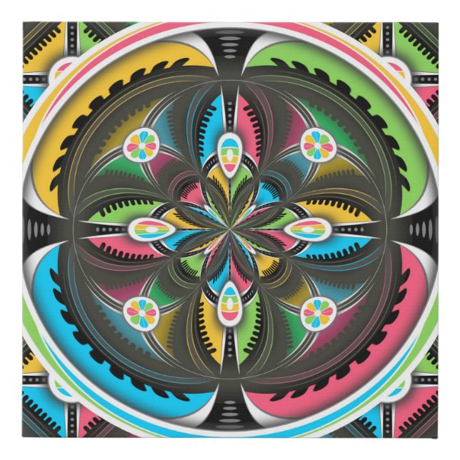Native American Mandala Colorful Abstract art  Faux Canvas Print (Front)