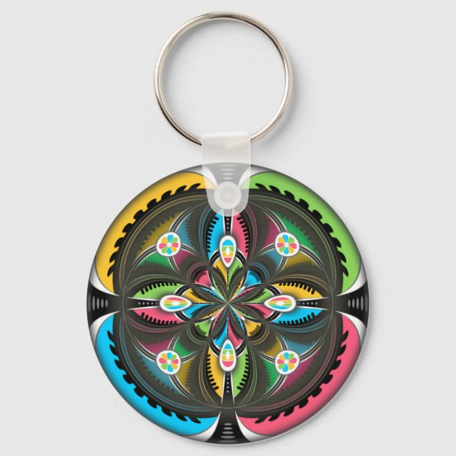 Native American Mandala Colorful Abstract art   Keychain (Front)